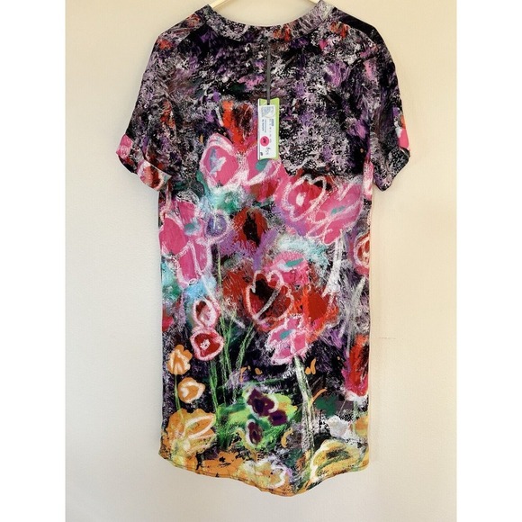 Simply Art By Dolcezza Dress Tunic Shift 100% Viscose Size S Abstract Watercolor - Picture 5 of 7